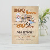 Invitation Caricature rustique BBQ Et Bières 50e anniversaire (Debout devant)