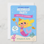 Invitation Caricature Sirène Sous La Mer Anniversaire (Devant)