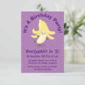 Invitation Caricature sur la banane de Cute kawaii (Debout devant)