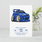 Invitation Caricature sur la vitesse de voiture de muscle ble (Debout devant)