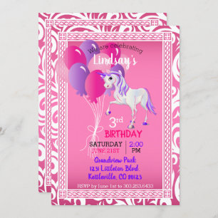 Invitation Caricature Unicorn Anniversaire
