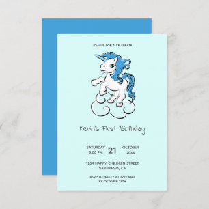 Invitation Caricature Unicorn Anniversaire