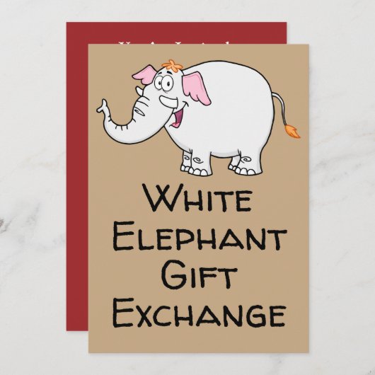 Invitation Caricature White Elephant Exchange (Devant / Derrière)