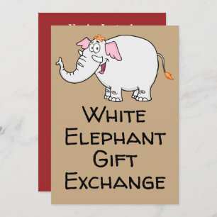 Invitation Caricature White Elephant Exchange
