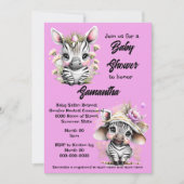 Invitation Caricature Zebra mignon safari jungle filles parti (Devant)