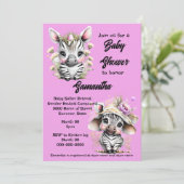 Invitation Caricature Zebra mignon safari jungle filles parti (Debout devant)