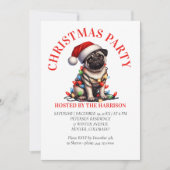 Invitation Carlin Canine Rétro Aquarelle Noël (Devant)