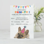 Invitation Carlin Chien Anniversaire Fête Chiot Paw-ty Annive (Debout devant)