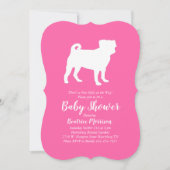 Invitation Carlin chien Baby shower chiot rose fille (Devant)