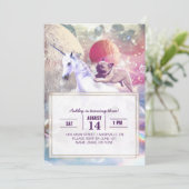 Invitation Carlin de galaxie arc-en-ciel équitation licorne d (Debout devant)