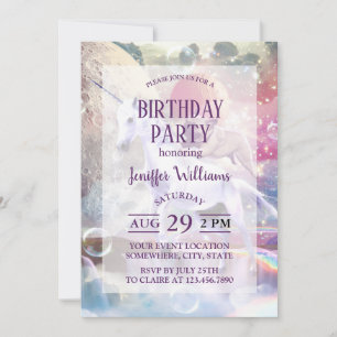 Invitation Carlin de galaxie arc-en-ciel équitation licorne d