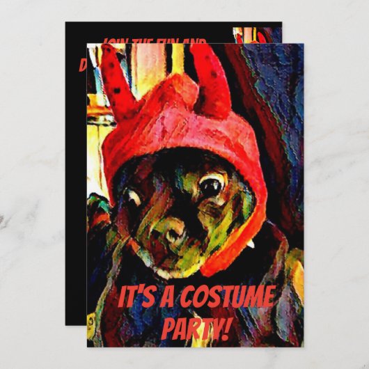Invitation Carlin Devil Halloween Costume Party (Devant / Derrière)