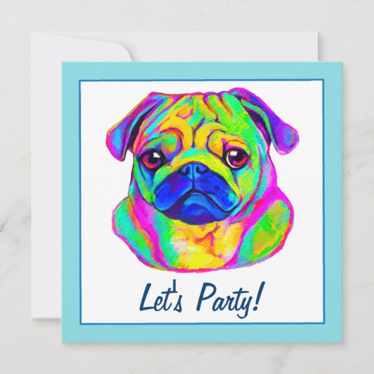 Invitation Carlin en couleurs Anniversaire (Devant)