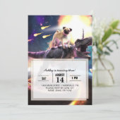 Invitation Carlin équitation dinosaur licorne dans l'espace (Debout devant)