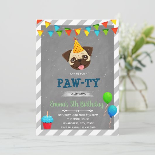 Invitation Carlin fête d'anniversaire (Debout devant)