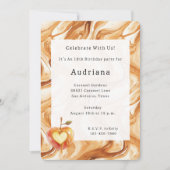 Invitation Carmel Cream Heart Apple Caramel Birthday (Devant)