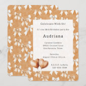 Invitation Carmel Cream Heart Balloons Bows Caramel Birthday  (Devant / Derrière)