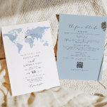 Invitation CARMEN Destination Blue Map Wedding Details Invita<br><div class="desc">This wedding invitation features a dusty blue watercolor map and elegant script font with a portion to include your additional details on the backside. Easily edit MOST wording to meet your needs and move the heart/change the location to highlight your wedding destination. This invite is perfect for your adventure, travel,...</div>