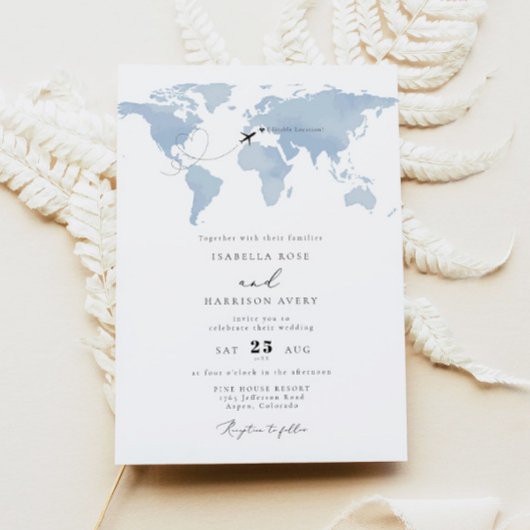 Invitation CARMEN Destination Blue Watercolor Mariage