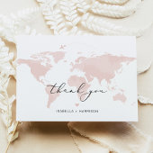 Invitation CARMEN Travel Adventure Pink Map Merci photo