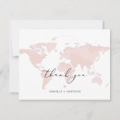 Invitation CARMEN Travel Adventure Pink Map Merci photo (Devant)