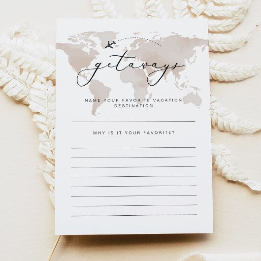 Invitation CARMEN Travel Getaways Fête des mariées Game Card