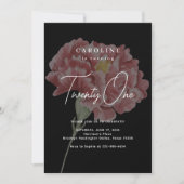 Invitation Carnation Rose Moderne Anniversaire Noir (Devant)