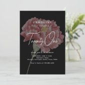 Invitation Carnation Rose Moderne Anniversaire Noir (Debout devant)