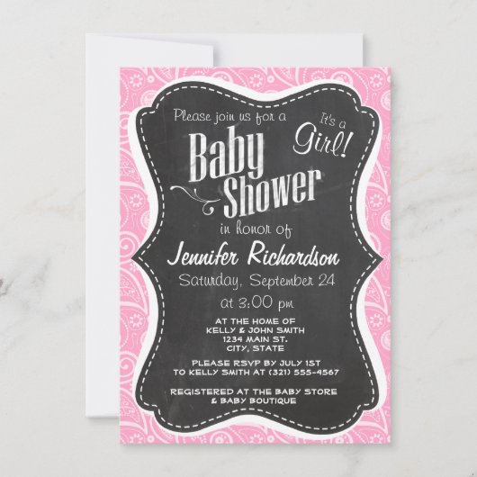 Invitation Carnation Rose Paisley ; aspect Vintage du tableau (Devant)
