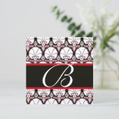 Invitation CARNATIONS DE DAMASK ROUGE BLANC MONOGRAM champagn (Debout devant)