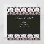 Invitation CARNATIONS DE DAMASK ROUGE BLANC MONOGRAM champagn (Dos)