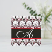 Invitation CARNATIONS DE DOMMAQUES ROUGE NOIR MONOGRAM Argent (Debout devant)