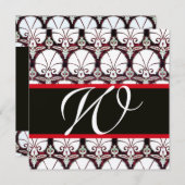 Invitation CARNATIONS DE DOMMAQUES ROUGES NOIR MONOGRAM Gold (Devant / Derrière)