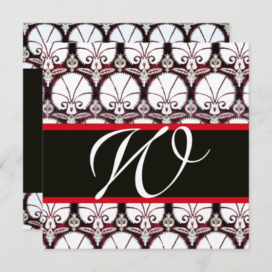 Invitation CARNATIONS DE DOMMAQUES ROUGES NOIR MONOGRAM Gold (Devant / Derrière)