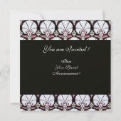 Invitation CARNATIONS DE DOMMAQUES ROUGES NOIRS MONOGRAM Glac (Dos)