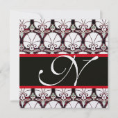 Invitation CARNATIONS DE DOMMAQUES ROUGES NOIRS MONOGRAM Glac (Devant)