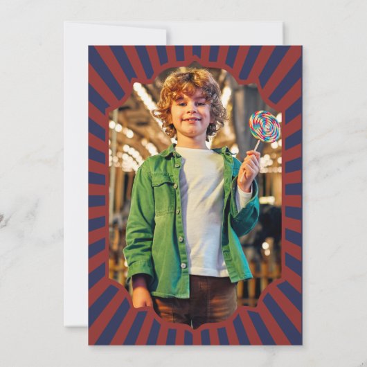 Invitation Carnaval bleu et rouge Retro (Dos)