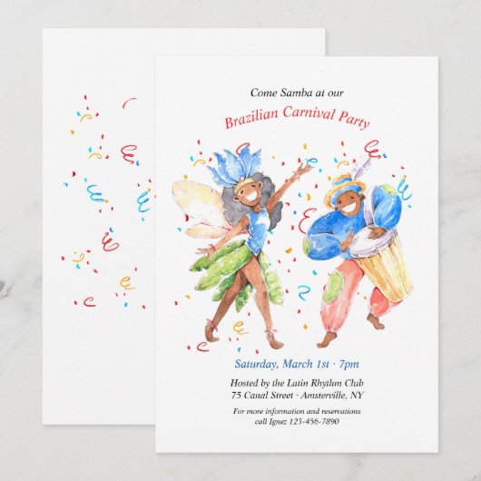 Invitation Carnaval brésilien (Devant / Derrière)