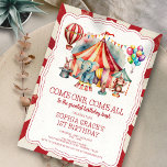 Invitation Carnaval Budget Cirque Spectacle & Animaux Anniver<br><div class="desc">Budget Carnival Circus Show & Animaux Anniversaire Invitation Venez vous préparer pour une fête spectaculaire! Cette invitation fantaisiste et colorée présente un thème de cirque ludique, avec un adorable ballon, de grandes tentes haut de gamme et des éléments de carnaval. Ce choix de budget fera en sorte que vos invités...</div>