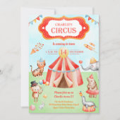 Invitation Carnaval Circus animaux Anniversaires de enfants (Devant)