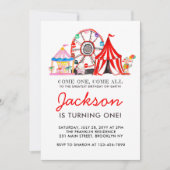 Invitation Carnaval Circus Fair Party Enfant Anniversaire Inv (Devant)