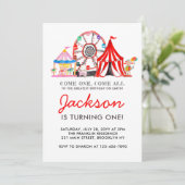 Invitation Carnaval Circus Fair Party Enfant Anniversaire Inv (Debout devant)