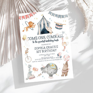 Invitation Carnaval Circus Party Thème 1er anniversaire