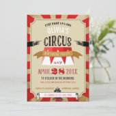 Invitation Carnaval cirque fête d'anniversaire Rouge (Debout devant)