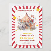 Invitation Carnaval Cirque Spectacle & Animaux Anniversaire (Devant)