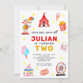 Invitation Carnaval Cirque Tente Clown Popcorn Enfant Anniver (Devant)