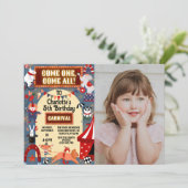 Invitation Carnaval coloré Cirque du Carnaval Photo Anniversa (Debout devant)