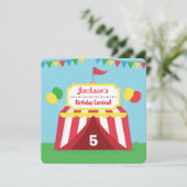 Invitation Carnaval coloré Fête Anniversaire de enfant à thèm (Debout devant)