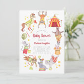 Invitation Carnaval d'Aquarelle mignonne Cirque Baby shower a (Debout devant)