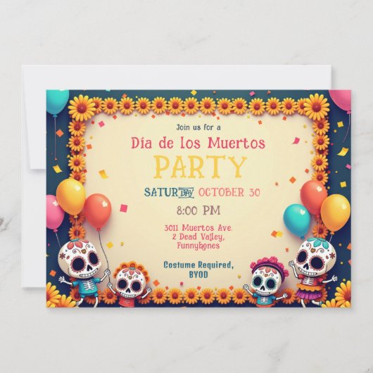 Invitation Carnaval de 💀 Calavera (Devant)